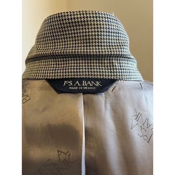 Jos A Banks Signature Gold Sports Coat Mens 39R Houndstooth Silk Wool Old Money - Picture 14 of 16